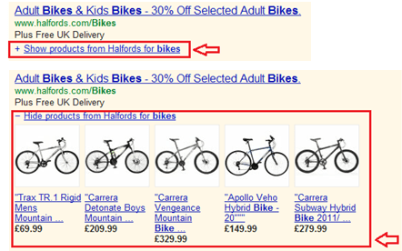 Product extensions in Google Adwords
