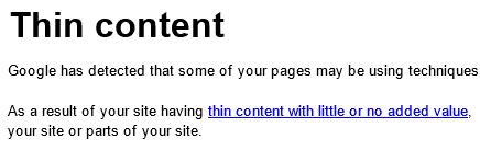 Google thin content manual action