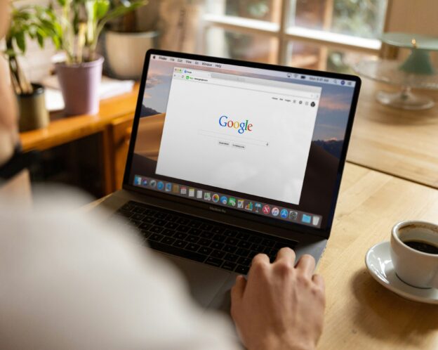 google homepage on a laptop