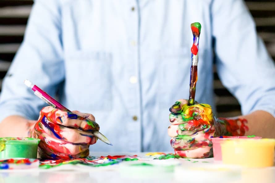 Business Man with Painted Hands