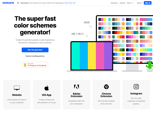 coolors.co homepage