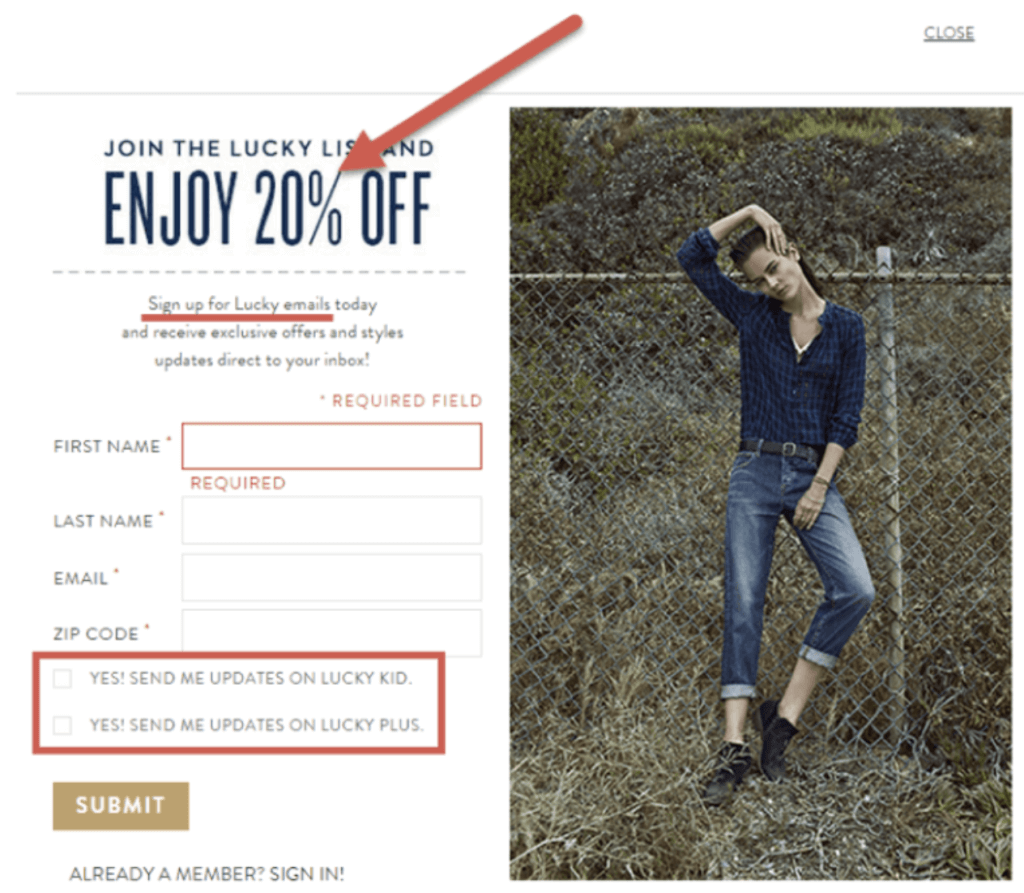 Example of eCommerce lead magnet