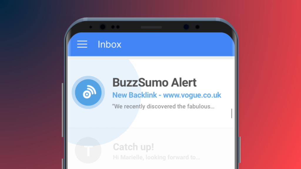 A laptop displays an alert from Buzzsumo, one of Digivate’s best content creation tools for 2024.