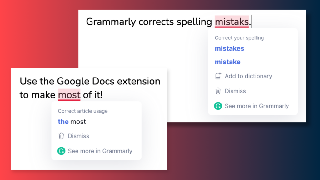 Spelling and Grammar corrections from Grammarly, one of Digivate’s best content creation tools for 2024.