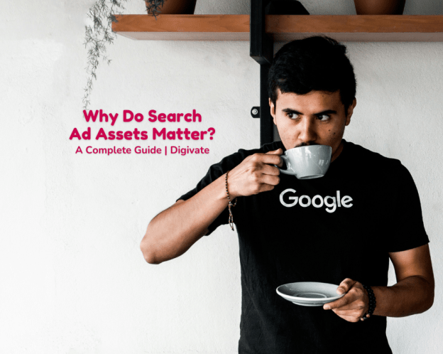 a man in a google shirt drinking coffee out of a cup