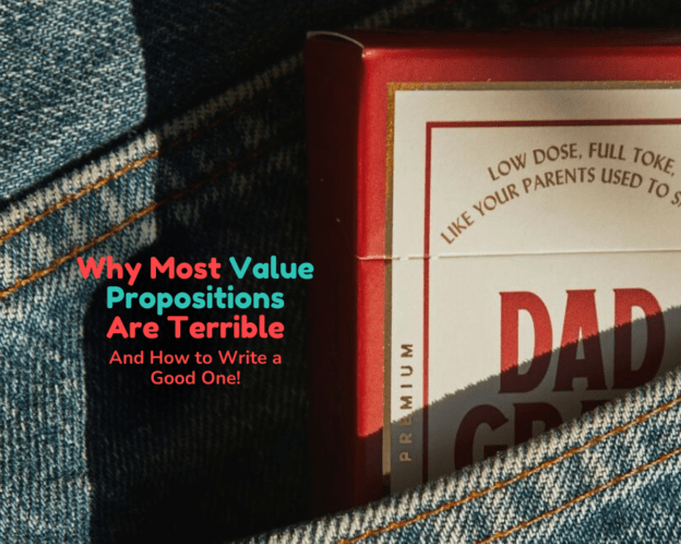 A pack of pre-rolled joints in a jeans pocket containing the words ‘Low dose, dull toke, like your parents used to smoke.’